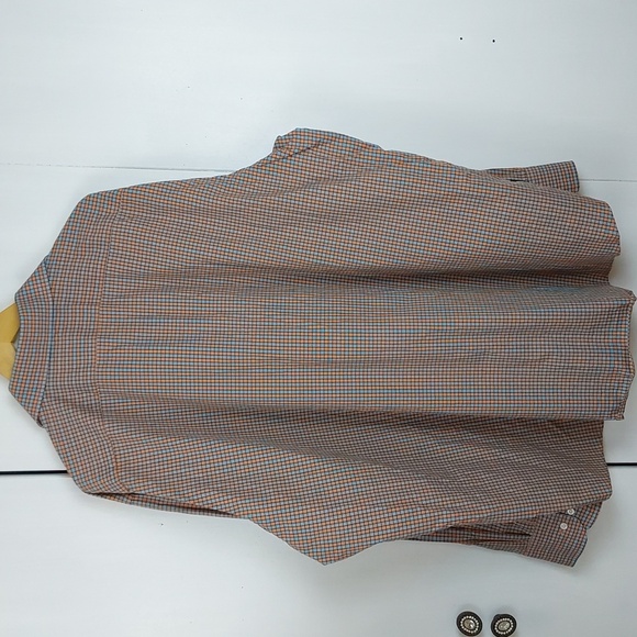 Bristol & Bull Mens Blue/ Orange Checkered Dress Shirt Formal/ Casual Sz.3X - Picture 6 of 7